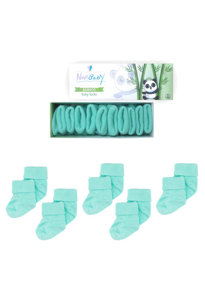 Novibaby 5'li Bambu Yenidoğan Bebek Çorap I Sea Green Mint Kız Erkek Bebek Ço...