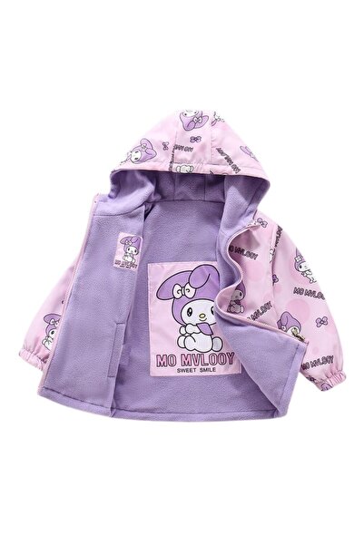 Petityu Palton mov Kuromi pe două fețe cu fleece în interior