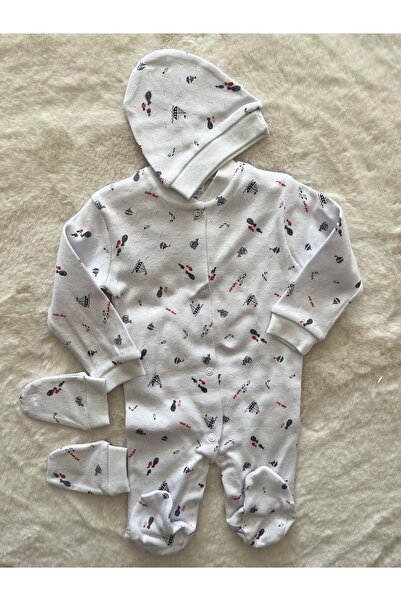 Seçkin Baby Patikli Yelkenli Jakarlı Üçlü Tulum Set