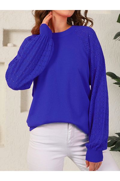 Modamorfo Saks Knitwear Damenpullover mit durchbrochenen Ärmeln