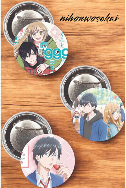 nihonwosekai 3 ADET Yamada kun LvL 999 Anime Buton Rozet 37mm