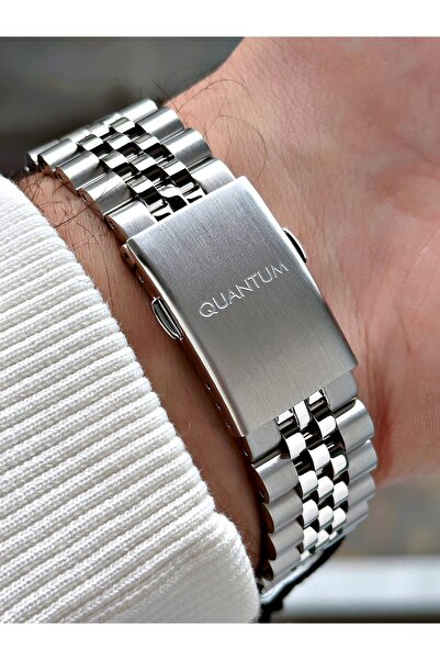 Quantum Function Silver Color Waterproof Steel Band Steel Case Men's Wristwatch 1187.530