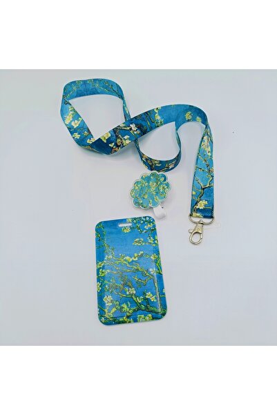 CİCCİBİCCİSHOP YENİ PREMIUM MODEL VANGOGH ALMOND FLOWERS BOYUN ASKI İPİ,SÜRGÜ...