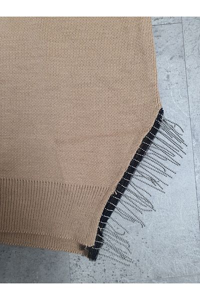 Modamorfo Sweter z dzianiny Mink Color Tasseled Slit
