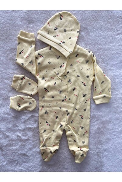 Seçkin Baby Patikli Yelkenli Jakarlı Üçlü Tulum Set