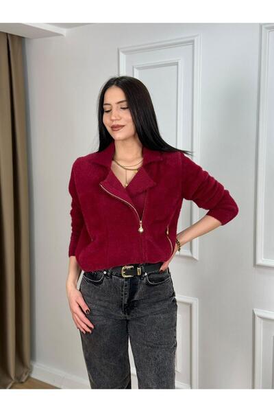 Life Pelit Triko Penye Angora Kumaş Çapraz Fermuar Detay Hırka