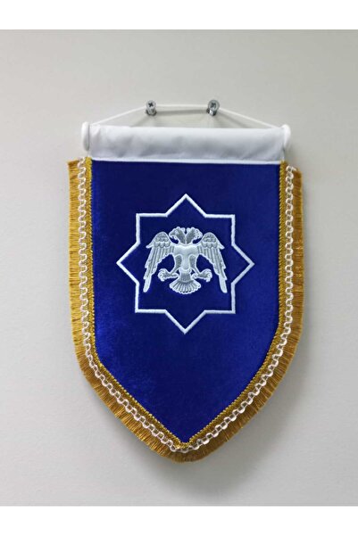 ötüken Selçuklu Devlet Arması Nakış İşlemeli Beşgen Kadife Flama