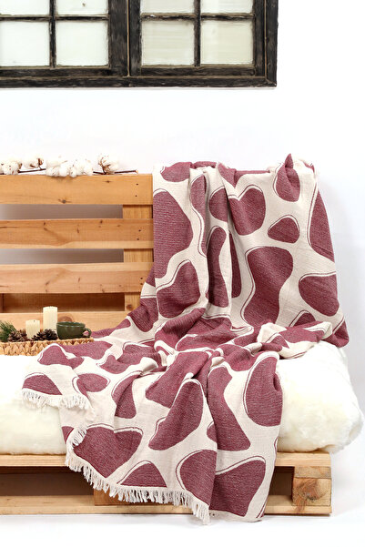 Cottella MAMBO - ÇAKIL TAŞI Desenli %100 Pamuklu Tek Kişilik Yatak Örtüsü TV Battaniyesi