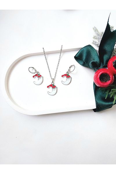 Alexis Carrel New Year Christmas Themed Silver Necklace and Earring Set