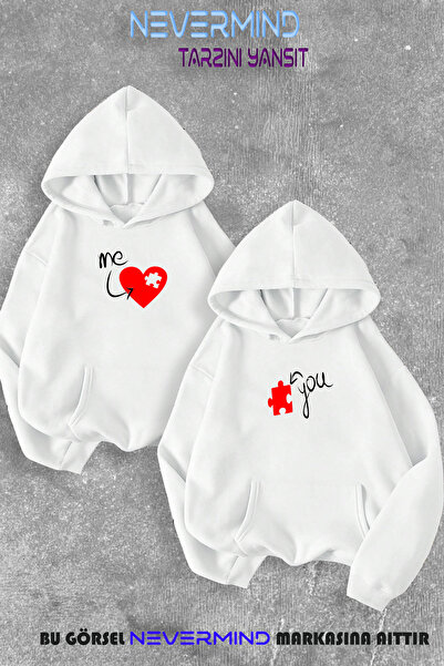 NEVERMIND Φούτερ με κουκούλα με στάμπα Me&You Puzzle - Σετ συνδυασμού 2 ζευγαριών