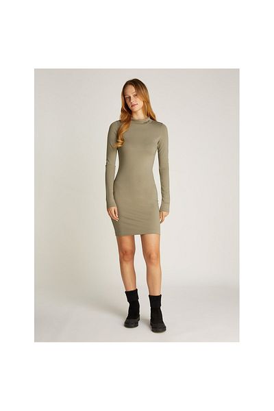 Calvin Klein Women's Slim Fit Round Neck Long Sleeve Short Khaki Dress J20J 225074 -Pk8