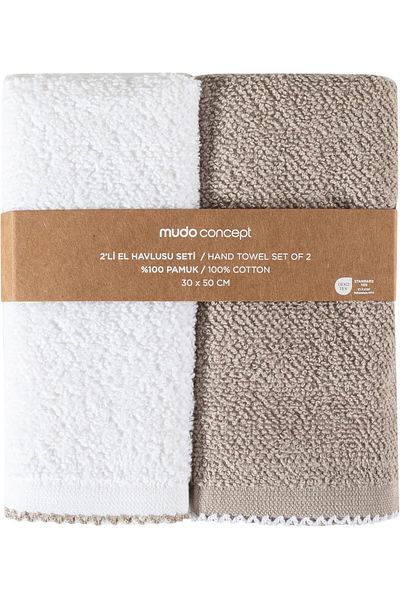 STOREMAX Muartshop Concept Prague 2-Piece Hand Towel Set White Mink 30X50 871301