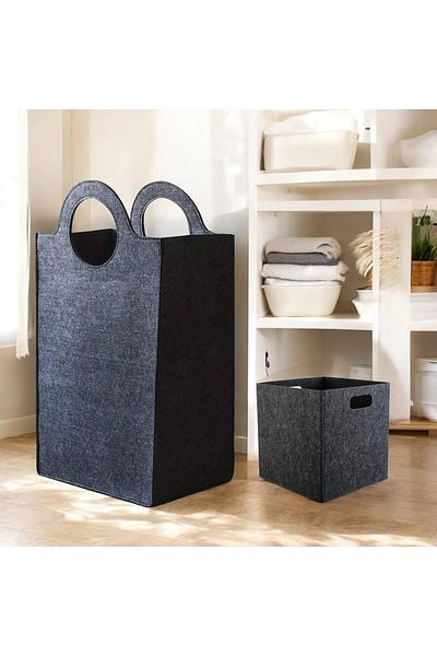 STOREMAX EMLshop Craft Felt - Καλάθι αποθήκευσης βρώμικου πλυντηρίου/παιδικών παιχνιδιών 2 τεμαχίων, μεγάλο πολλαπλών χρήσεων