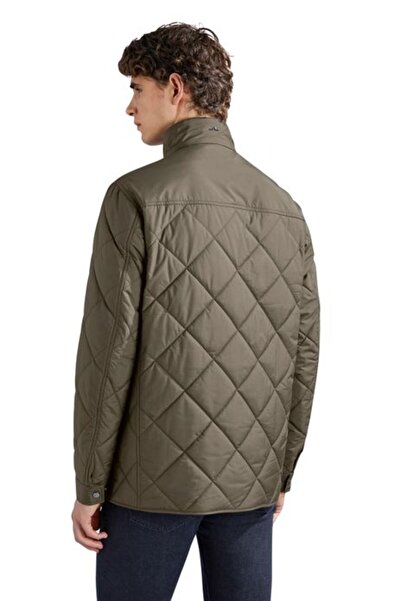 PAUL&SHARK Men's Khaki Coat - Stand Collar, Zip-Up, Quilted, and Pocket Detail 14312610 -036