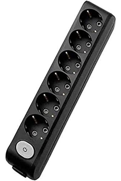 STOREMAX Svticaret Multi-Let Black Six Socket with Switch and Ground Terminal Block Child Proof Mhm 1053513
