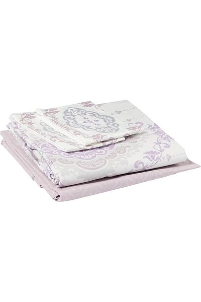STOREMAX Ethnic Patterned Carmine Ranforce Duvet Cover Set Lilac King Size