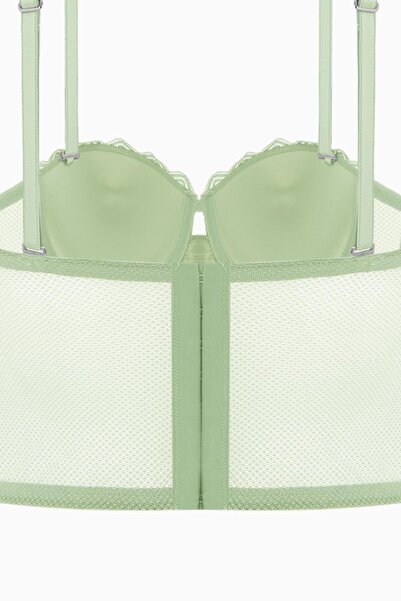 Wonna Fashion 2501 Rosali Soft Push Up Dolgulu Dantelli Büstiyer Sütyen Yeşil