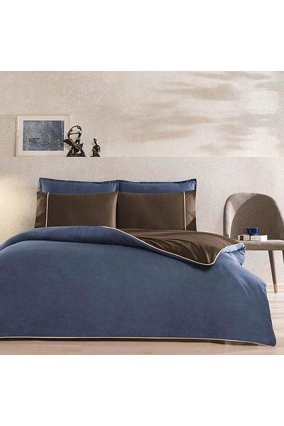 STOREMAX Cotton Rıven Duvet Cover Set - Navy Blue Single