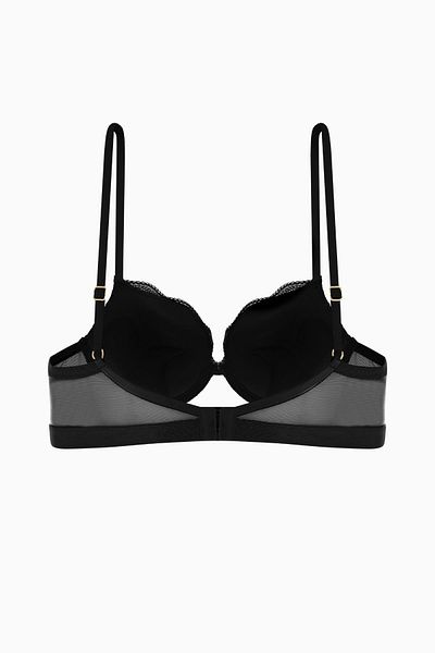 Wonna Σουτιέν Andes Lace - Extra Push Up, Επενδυμένο, Μεταλλικά Αξεσουάρ - 2576 - Μαύρο