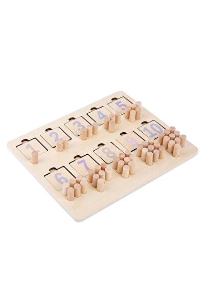Floopy Puzzle Incastru din lemn cu cifre si reprezentari cu pini, Joc de asoc...