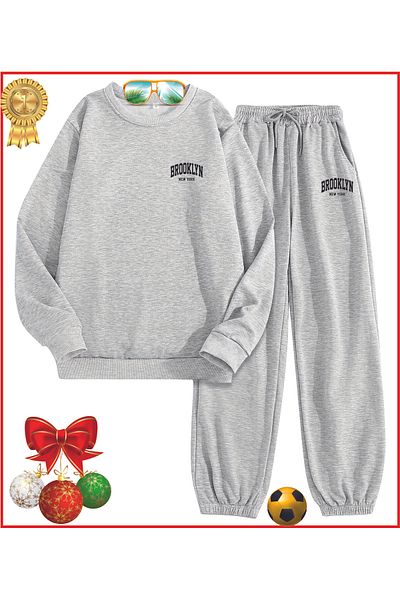 HOFFNUNG Full Sweatshirt Paris Eiffel Tower Oversize Elastic Leg Tracksuit Set