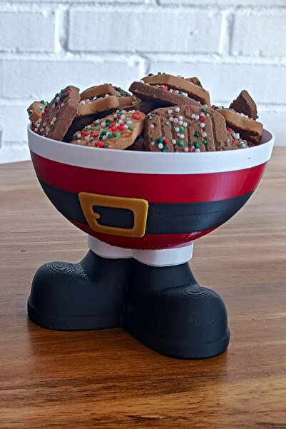 MEK Red Christmas Themed Decorative Candy Bowl