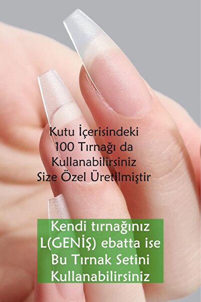 Easy Beauty 100 Adet LARGE Küt Orta Uzunlukta Jel Protez Tırnak Tips