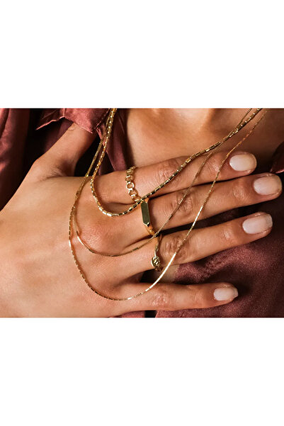 Safir Kuyumculuk Altın Silindir Küp Zincir Kolye