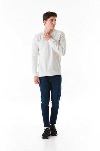 Fulla Moda Basic Pocket Crew Neck Sweatshirt