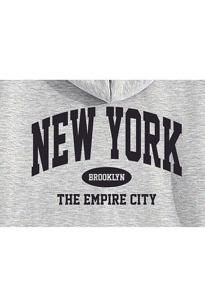 HOFFNUNG Full Hoodie New York the Empire City Grey Printed Tracksuit Set