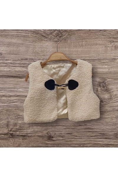 Elayza Satin Lined Lamps Textured Wood and Leather Detailed Girl's Vest