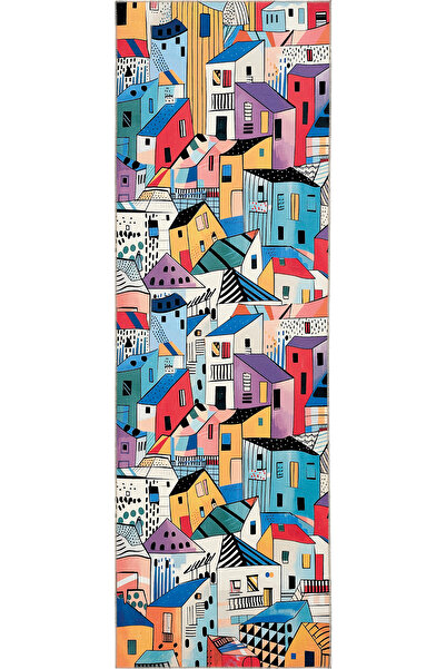Cool Halı Carnival Renkli Napoli Evleri Desenli Yolluk Koridor Halı Yıkanabil...
