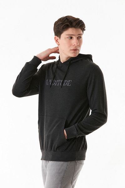 Fulla Moda Φούτερ με στάμπα καγκουρό με κουκούλα
