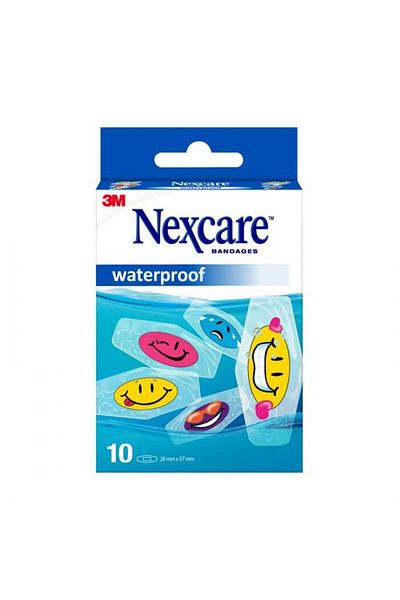 Nexcare ضمادات W/P Emoji مقاس 26 مم × 57 مم عبوة 10 قطع