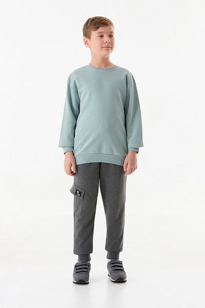 Fulla Moda Φούτερ Jogger Boy με φερμουάρ τσέπη με κορδόνια