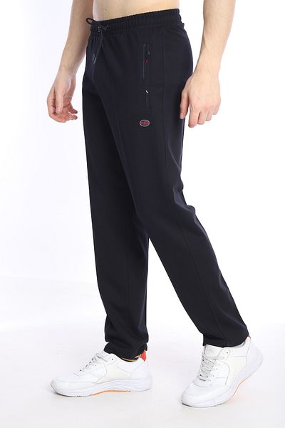 NEED LİFE Men's Navy Blue Pockets Zippered Comfortable Fit Sweatpants