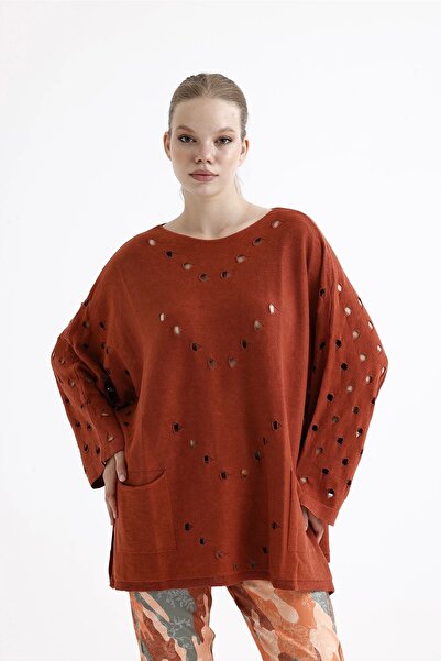 Butik Cotton Knitwear Ripped Sweater-Tile