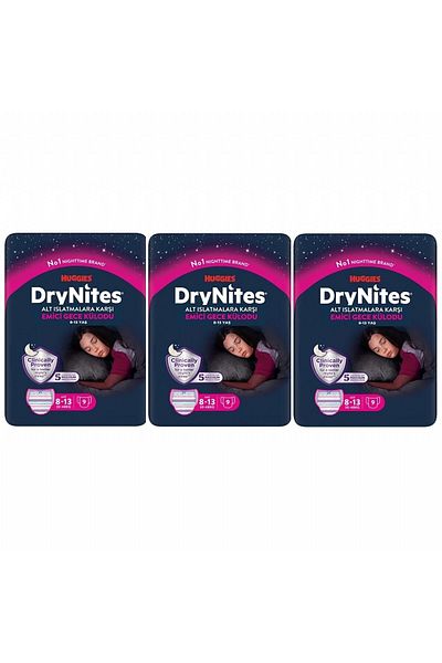 DryNites سراويل داخلية ليلية ماصة للفتيات من عمر 8 إلى 13 سنة، 9 قطع × 3 عبوات 27 قطعة