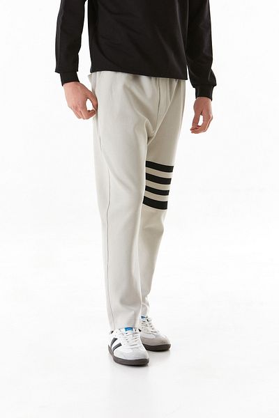Fulla Moda Pantaloni de trening cu dungi cu picior și talie elastică