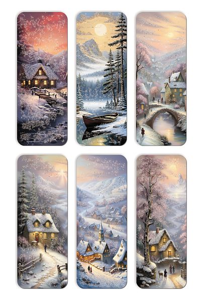 Mia Pera New Year and Winter Themed 6-Piece Glitter Bookmark Set - New Year