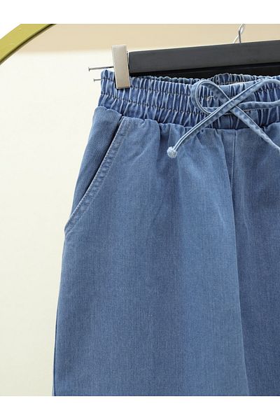 Modamorfo Blugi cu picioare largi cu buzunare cu talie elastică - Albastru închis