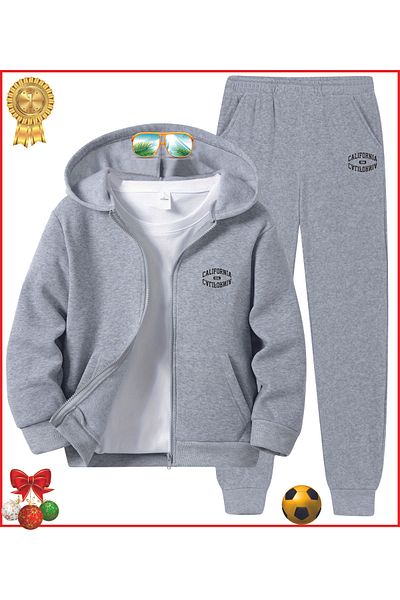 HOFFNUNG Full Hoodie California Usa Printed Tracksuit Set