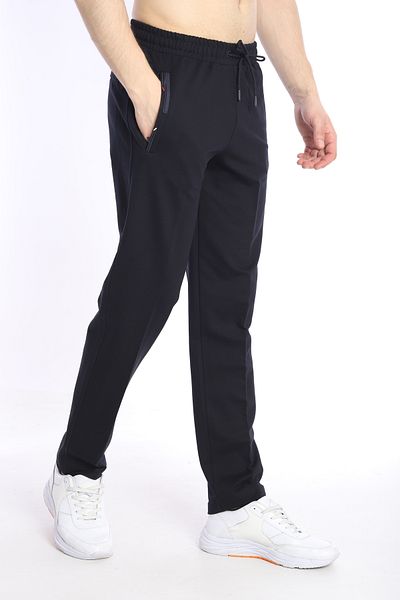 NEED LİFE Men's Navy Blue Pockets Zippered Comfortable Fit Sweatpants