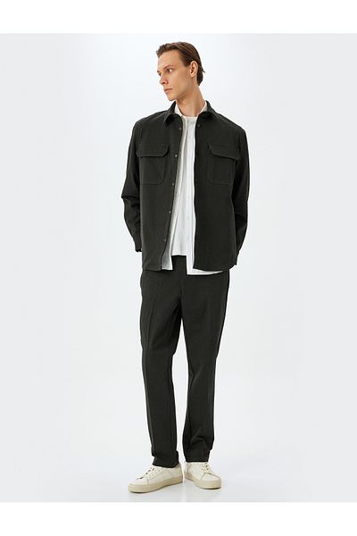 Koton Snap Button Detailed Viscose Blend Cap Pocket Shirt Jacket