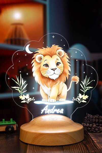 SEVGİLAMBASI Aslan Gece Lambası, Yavru Aslan Hediyesi, Isimli Çocuk Odası Bebek Odası Lambası Doğum Günü Hediyesi