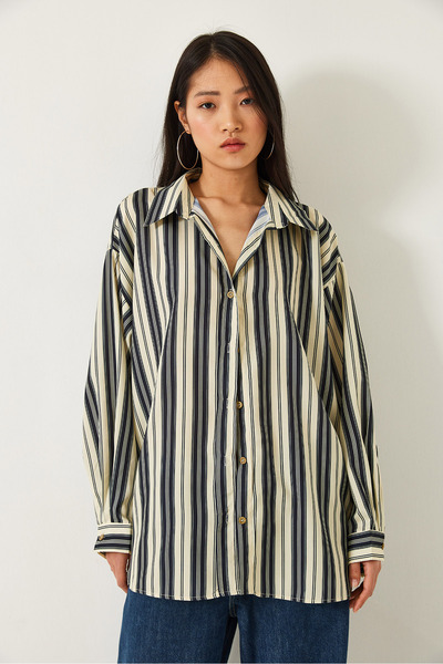 Bianco Lucci Női csíkos túlméretes ing 1007 60261197