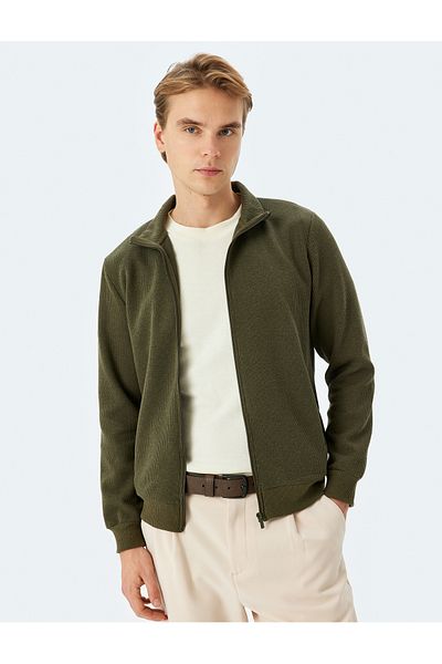 Koton Long Sleeve Cotton Blended Basic Zip-Up Sweatshirt