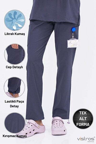 Vistros Medikal Likralı Takım Yüksek Kaliteli Scrubs Hemşire Doktor Üniforma (alt V-019