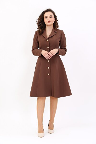 ÖNDER ÖZSOY Prenses Elbise -Kestane