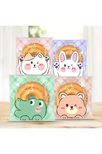PABALAS 10 Pcs Cute Animals Pattern-Designed Self-Adhesive, Candy & Cookie Bags